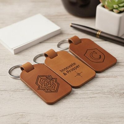 গুণ Laser Engraving Logo Leather Key Tags Classic Design Ideal for Business Branding and Personalized Corporate Accessories কারখানা