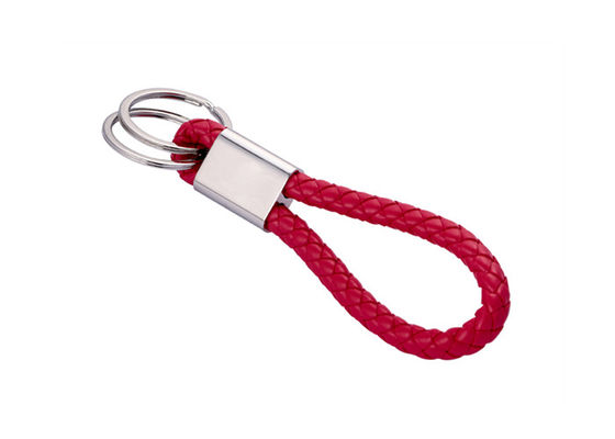 ভালো দাম 10mm PU ব্রেইডেড লেদার কী চেইন ডিবসিং লোগো কার কী রিং হোল্ডার অনলাইন